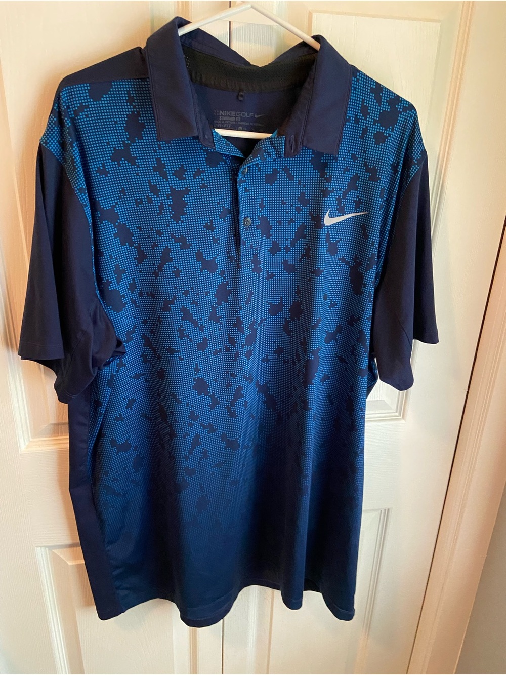 Nike Men’s Navy and Royal Blue Dri-Fit Golf Polo